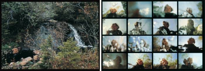 Marlene Creates, Spring 2003, excerpt from Water Flowing to the Sea Captured at the Speed of Light, Blast Hole Pond River, Newfoundland 2002–2003. Pair of chromogenic photographic prints, each 40 x 60 inches.
