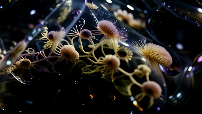 Anicka Yi, Each Branch Of Coral Holds Up The Light Of The Moon (video, detail), 2024. Single channel video, 16:04. Courtesy of the artist, Leeum Museum of Art, and Gladstone Gallery 